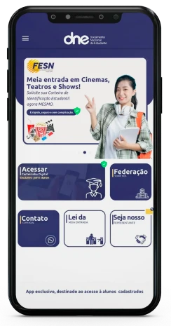 Imagem da tela inicial do aplicativo oficial da Federação dos Estudantes Nacional